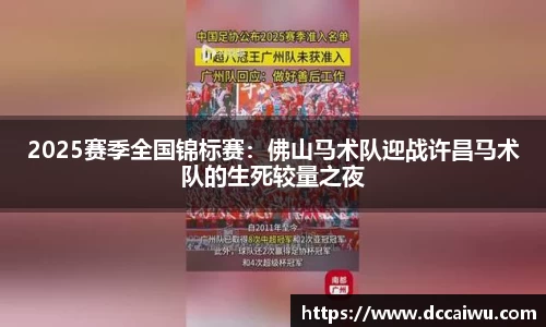 2025赛季全国锦标赛：佛山马术队迎战许昌马术队的生死较量之夜
